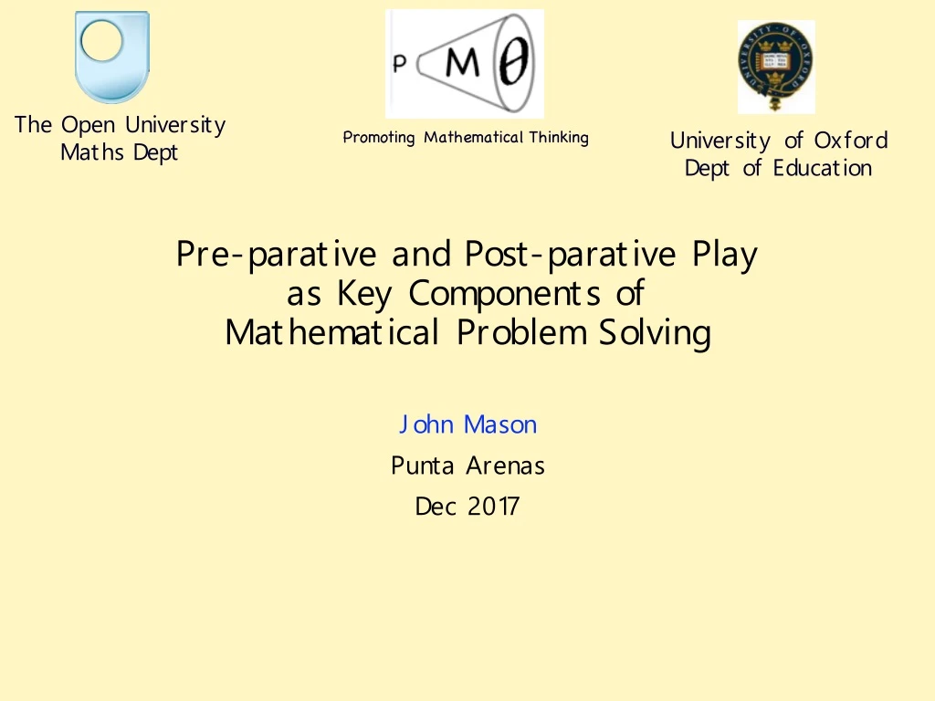 pre parative and post parative play as key components of mathematical problem solving