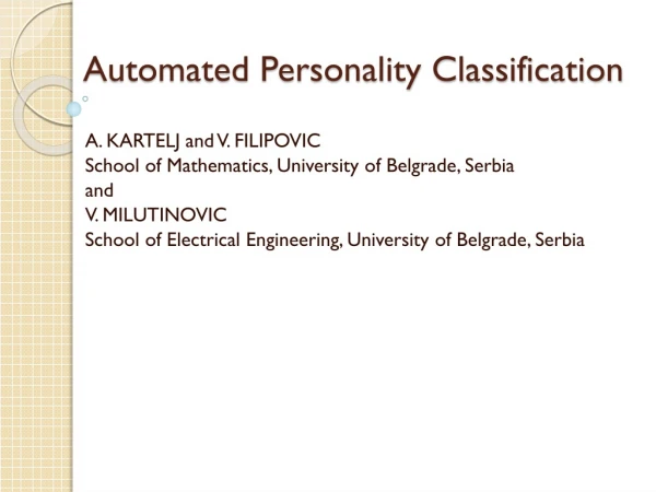 Automated Personality Classification