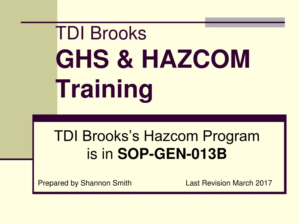 tdi brooks ghs hazcom training