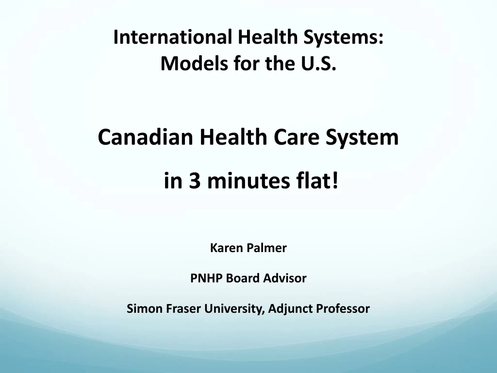 international health systems models for the u s