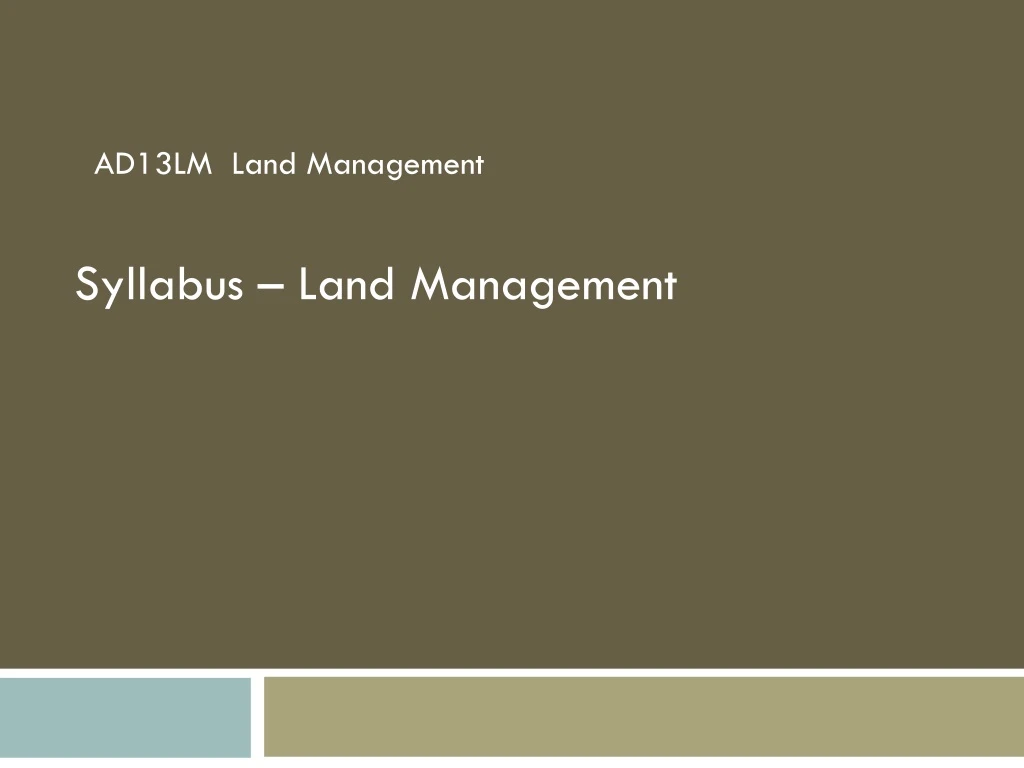 syllabus land management