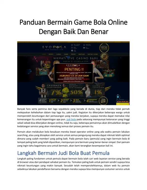 panduan bermain panduan bermain game bola online