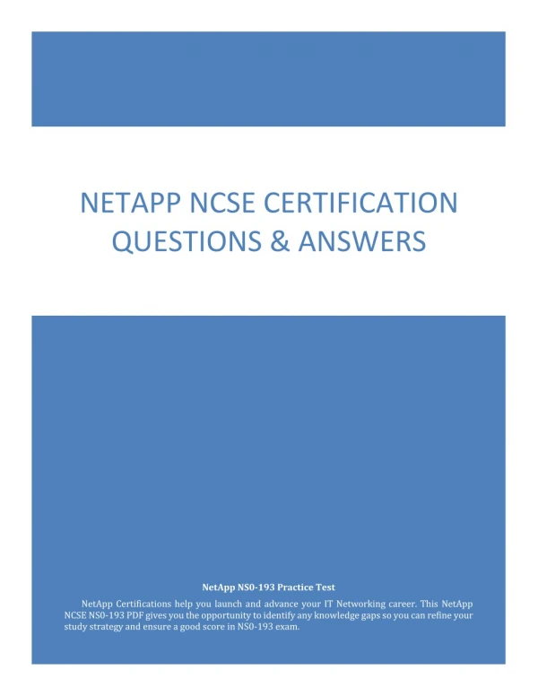netapp ncse certification questions answers