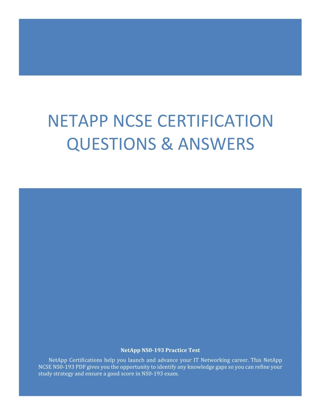 netapp ncse certification questions answers