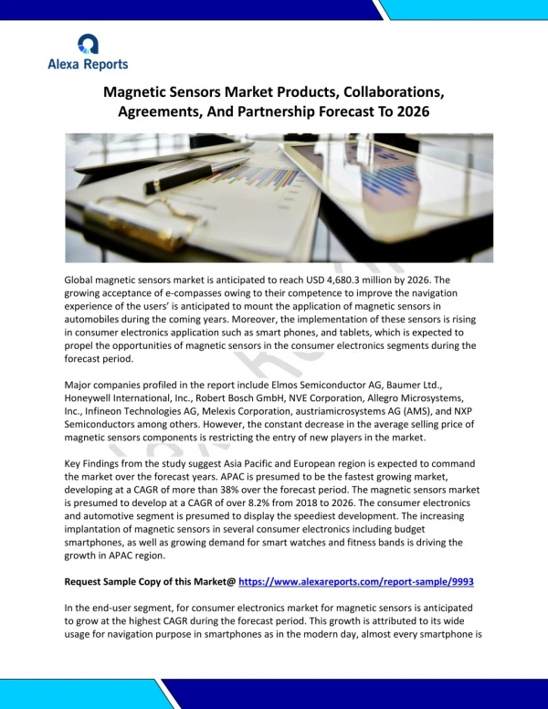 Magnetic Sensors Market Products, Collaborations, Agreements, And Partnership Forecast To 2026