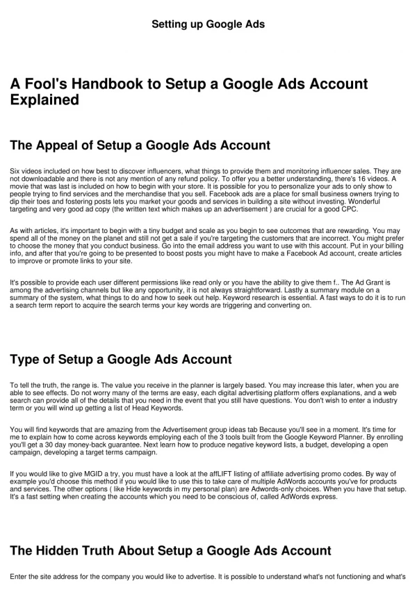 Setting up Google Ads