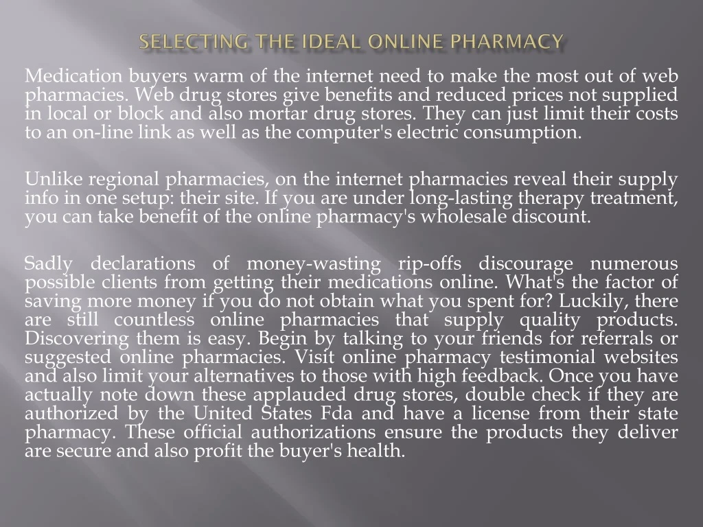 selecting the ideal online pharmacy
