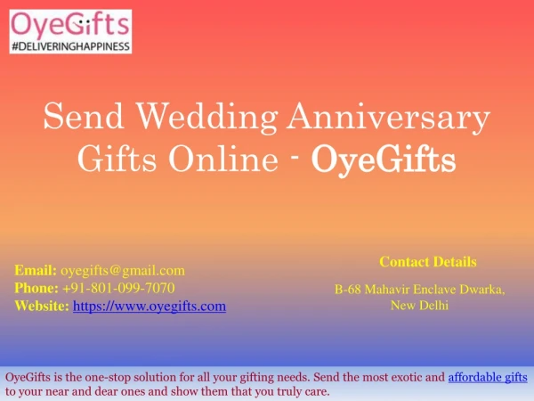 Send Wedding Anniversary Gifts Online across India – OyeGifts
