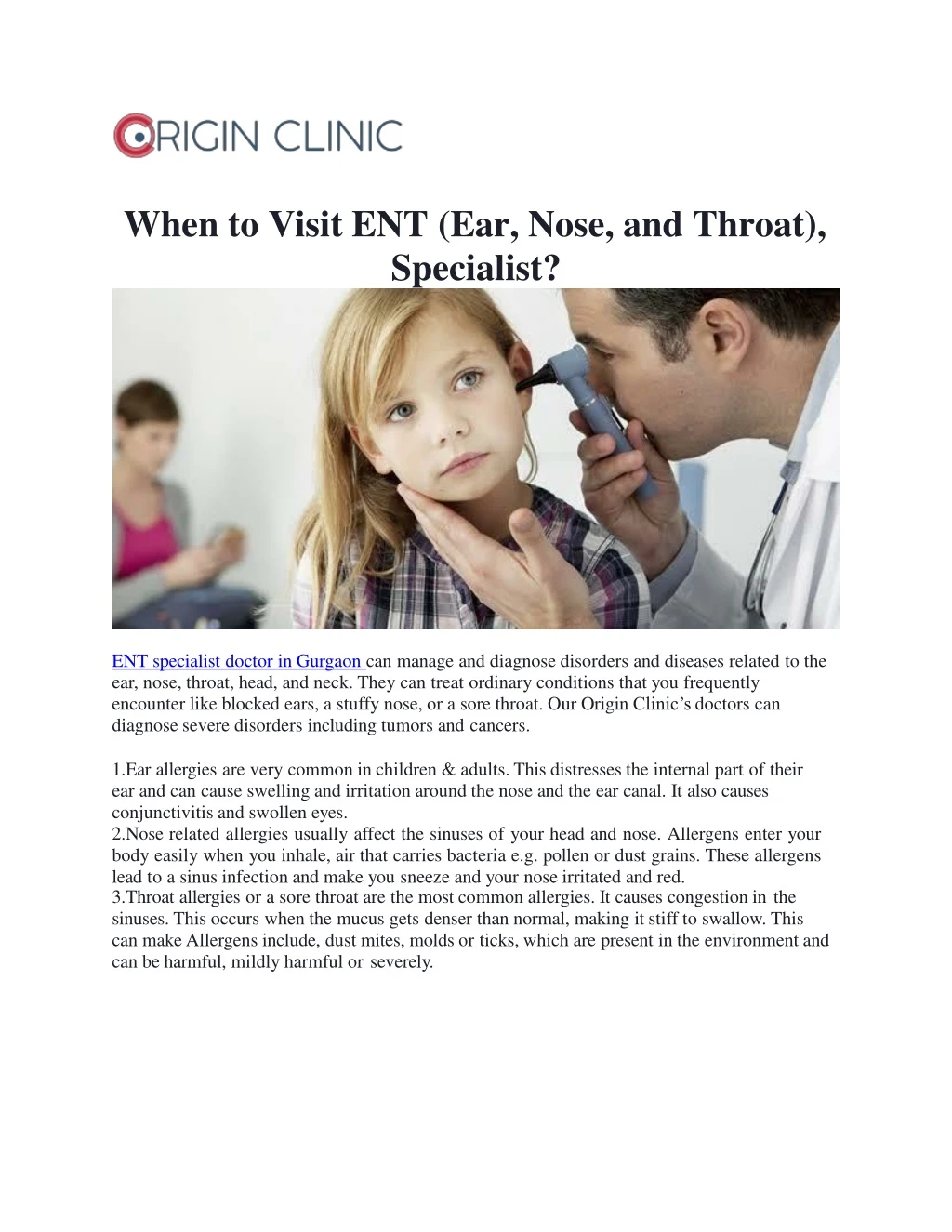 when to visit ent ear nose and throat specialist