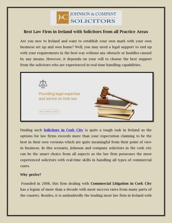 Best Law Firm in Ireland with Solicitors from all Practice Areas