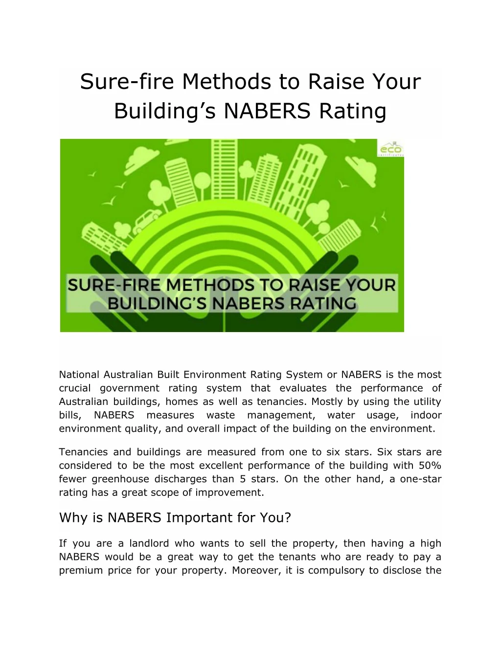 sure fire methods to raise your building s nabers