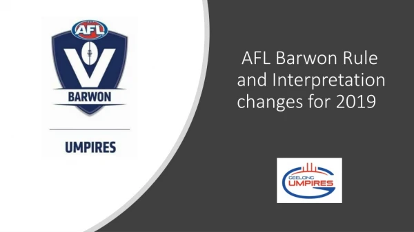 AFL Barwon Rule and Interpretation changes for 2019
