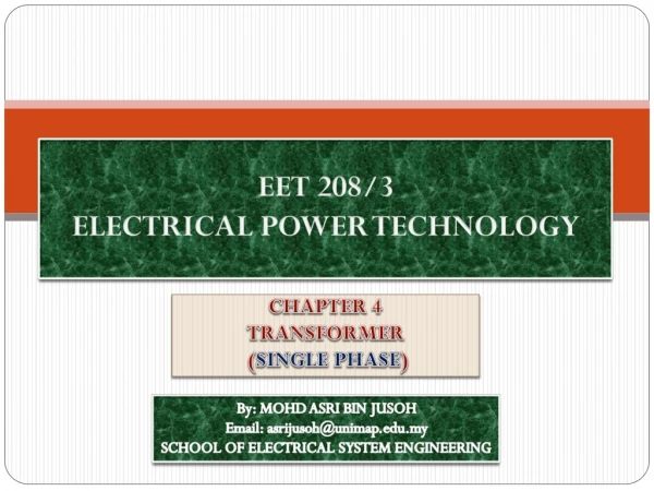 EET 208/3 ELECTRICAL POWER TECHNOLOGY