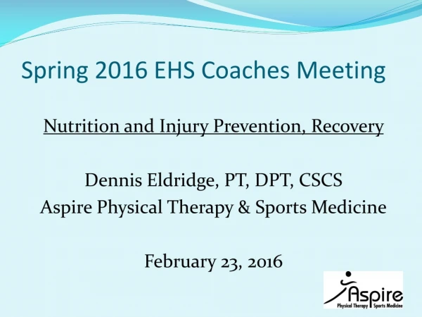 Spring 2016 EHS Coaches Meeting