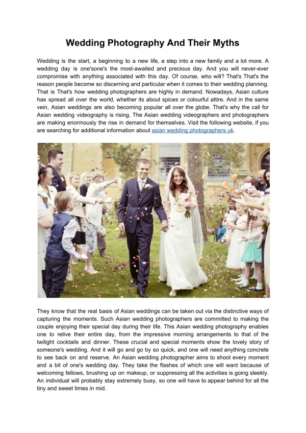 Wedding Photography And Their Myths