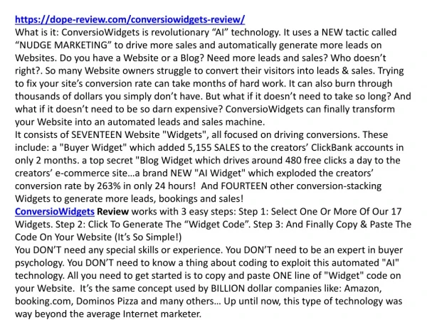 https dope review com conversiowidgets review