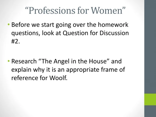 “Professions for Women”