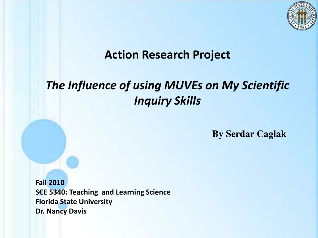 action research project the influence of using muves on my scientific inquiry skills