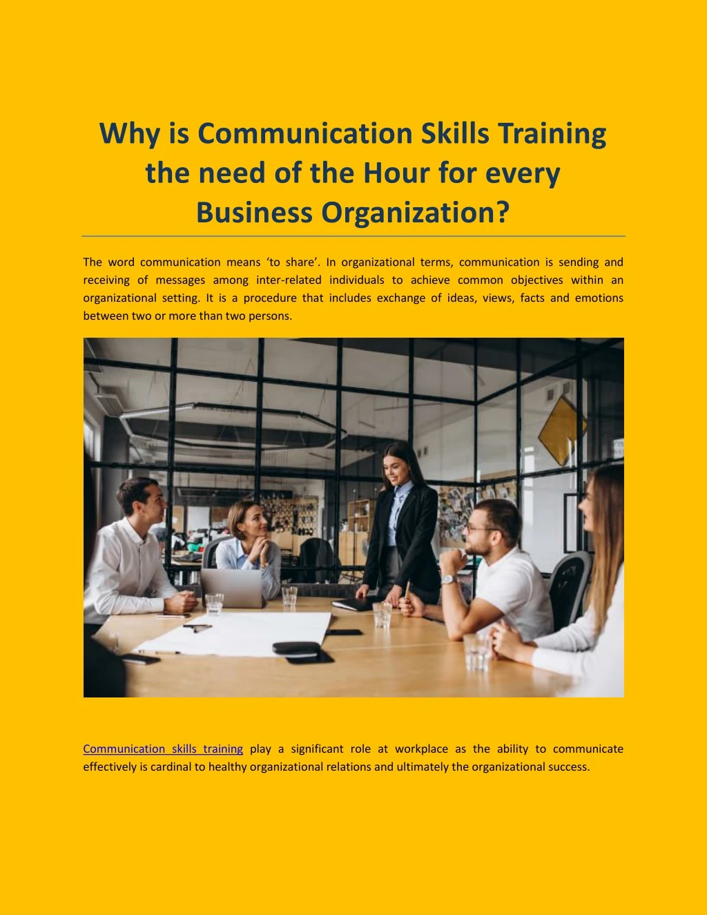 why is communication skills training the need