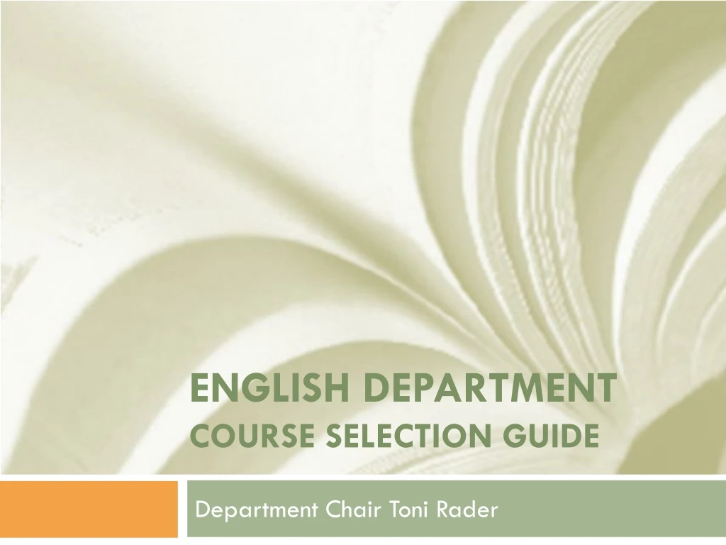english department course selection guide