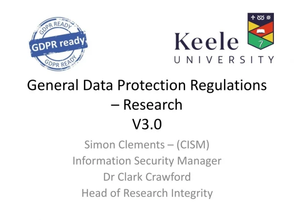 General Data Protection Regulations – Research V3.0