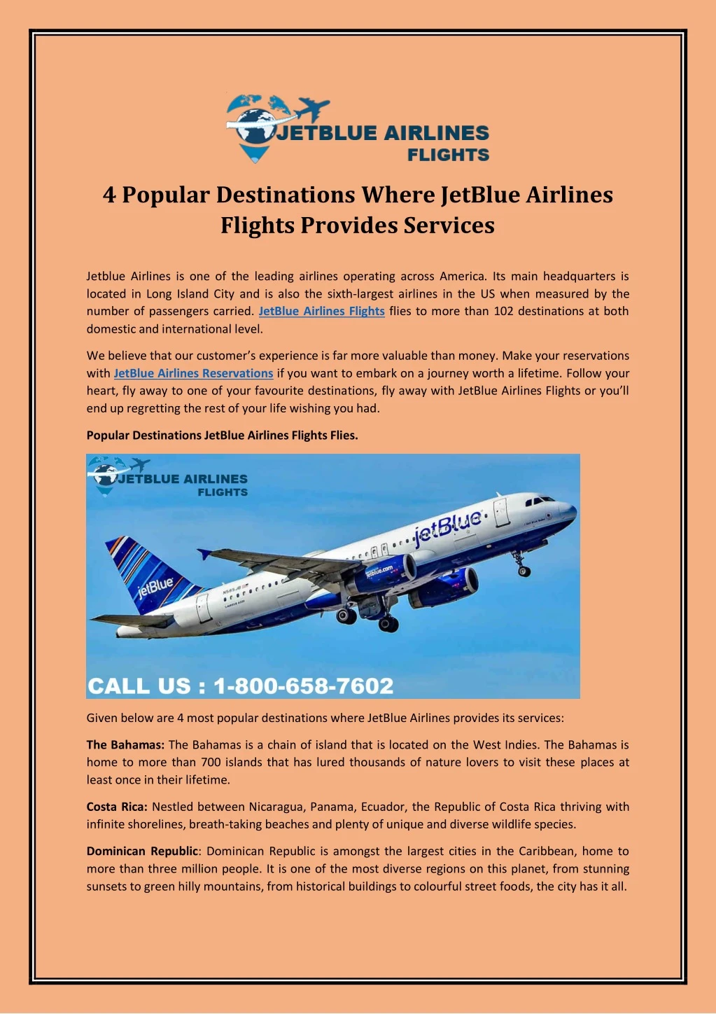 4 popular destinations where jetblue airlines