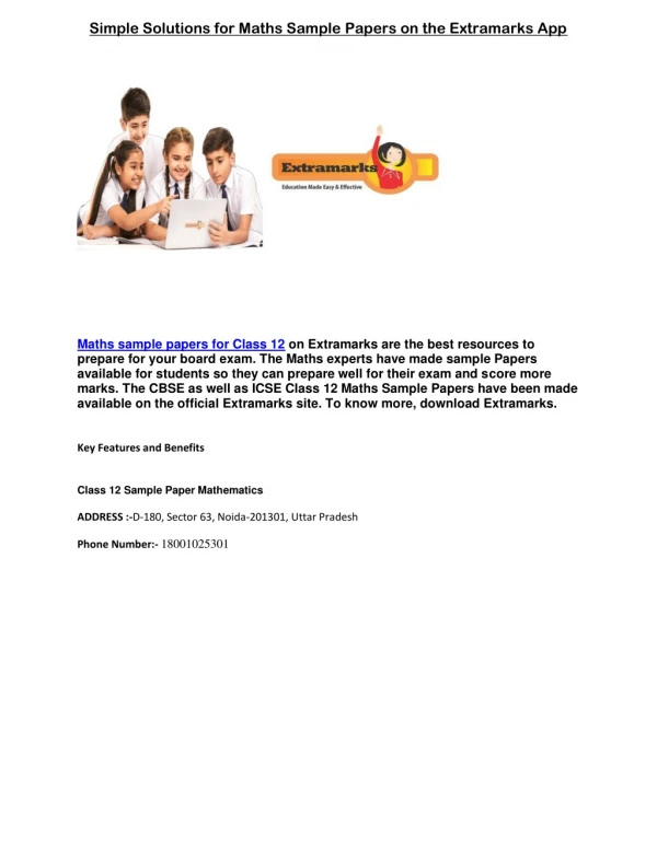 simple solutions for maths sample papers
