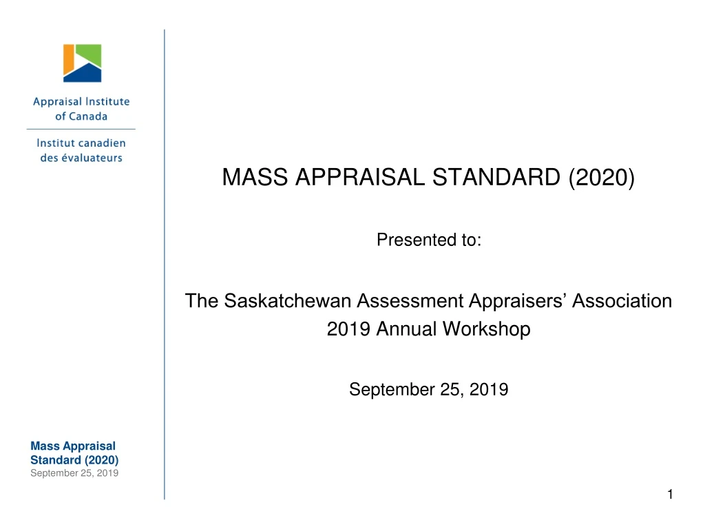 mass appraisal standard 2020 presented