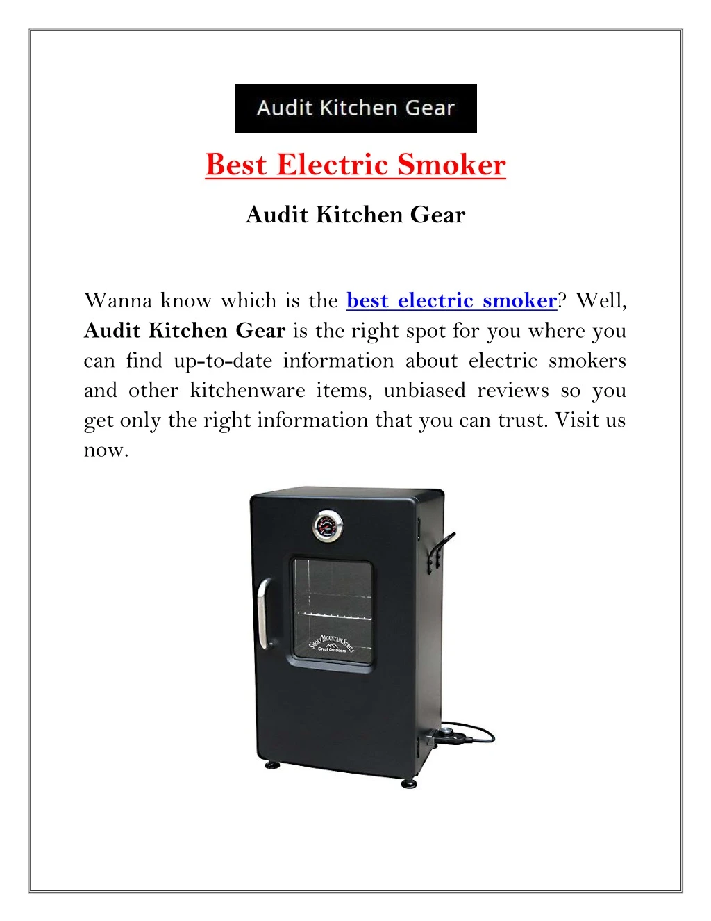 best electric smoker