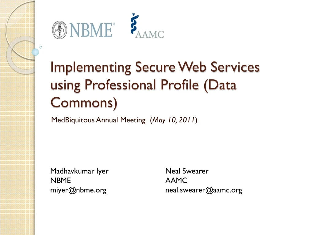 implementing secure web services using professional profile data commons
