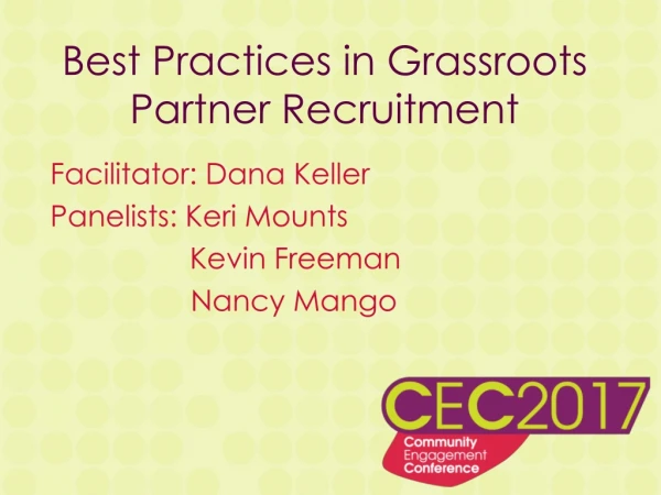 Best Practices in Grassroots Partner Recruitment