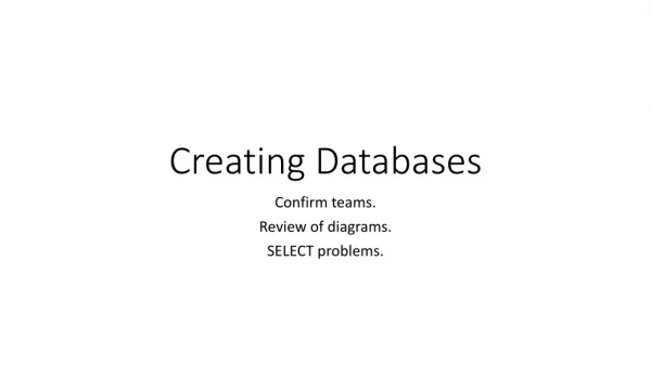 Creating Databases