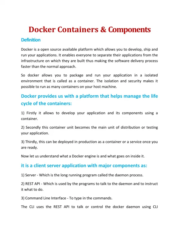 docker containers components