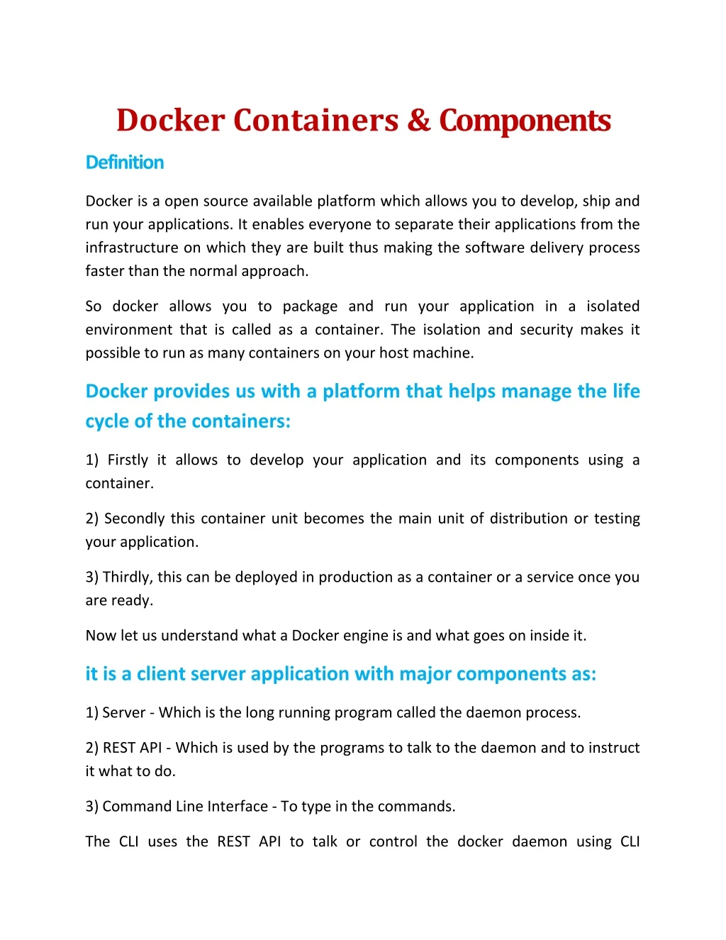 docker containers components