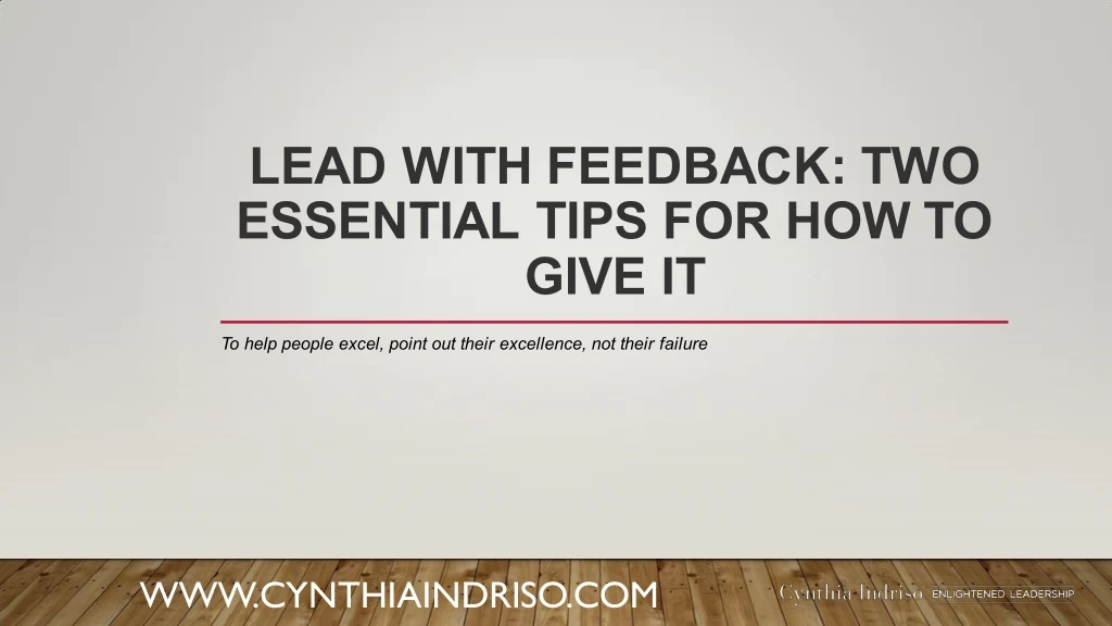 lead with feedback two essential tips