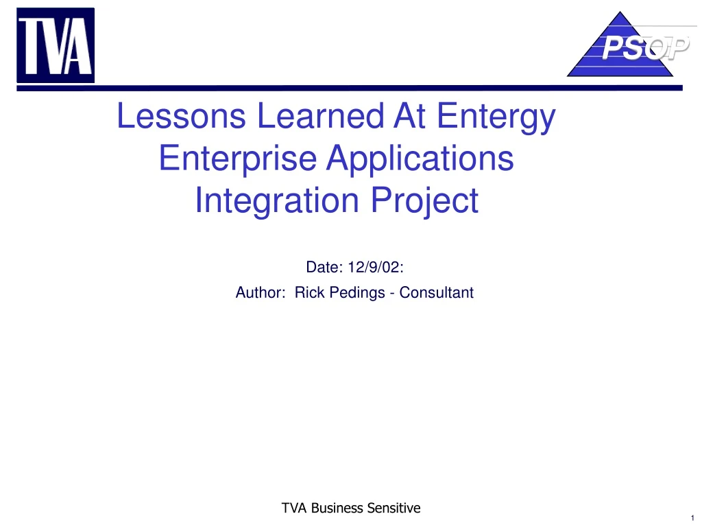 lessons learned at entergy enterprise applications integration project