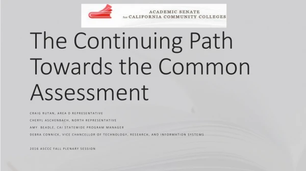The Continuing Path Towards the Common Assessment