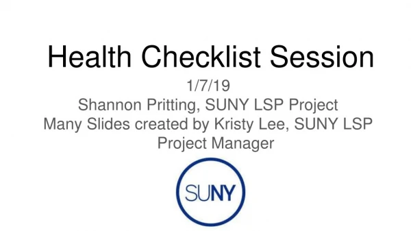 Health Checklist Session