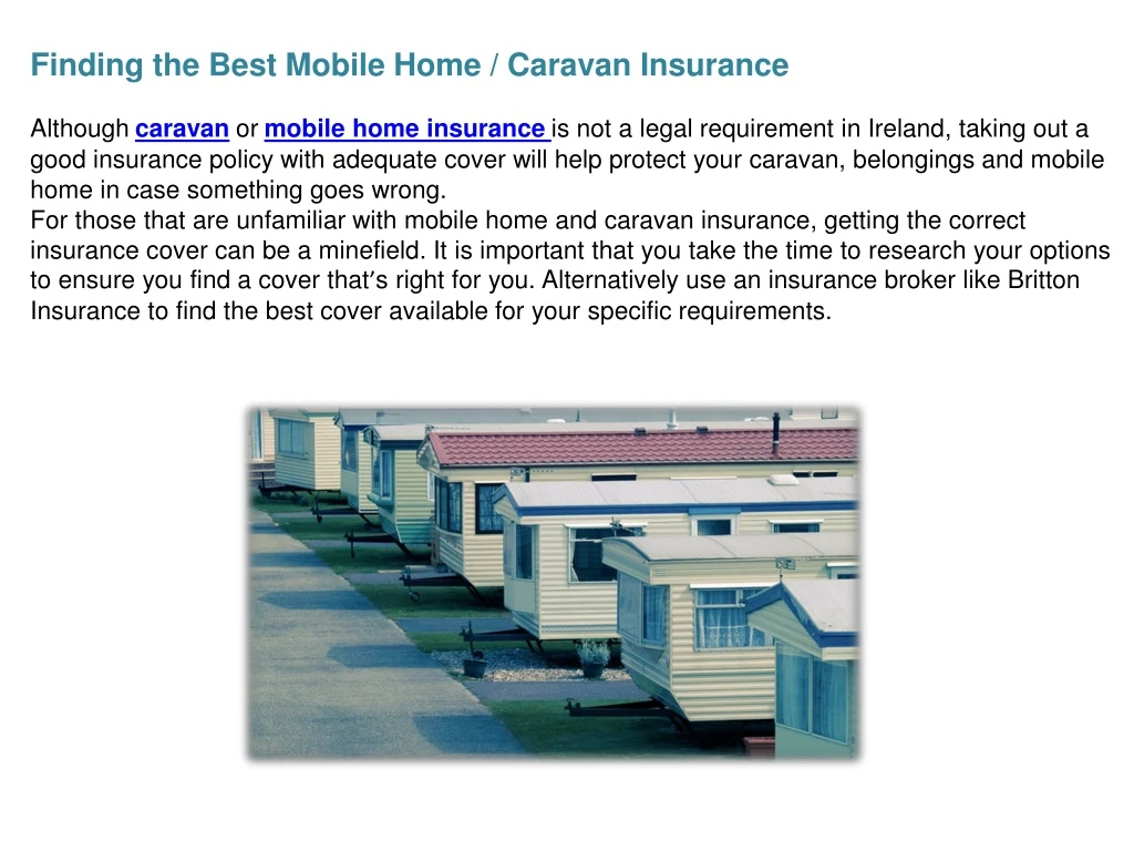 finding the best mobile home caravan insurance