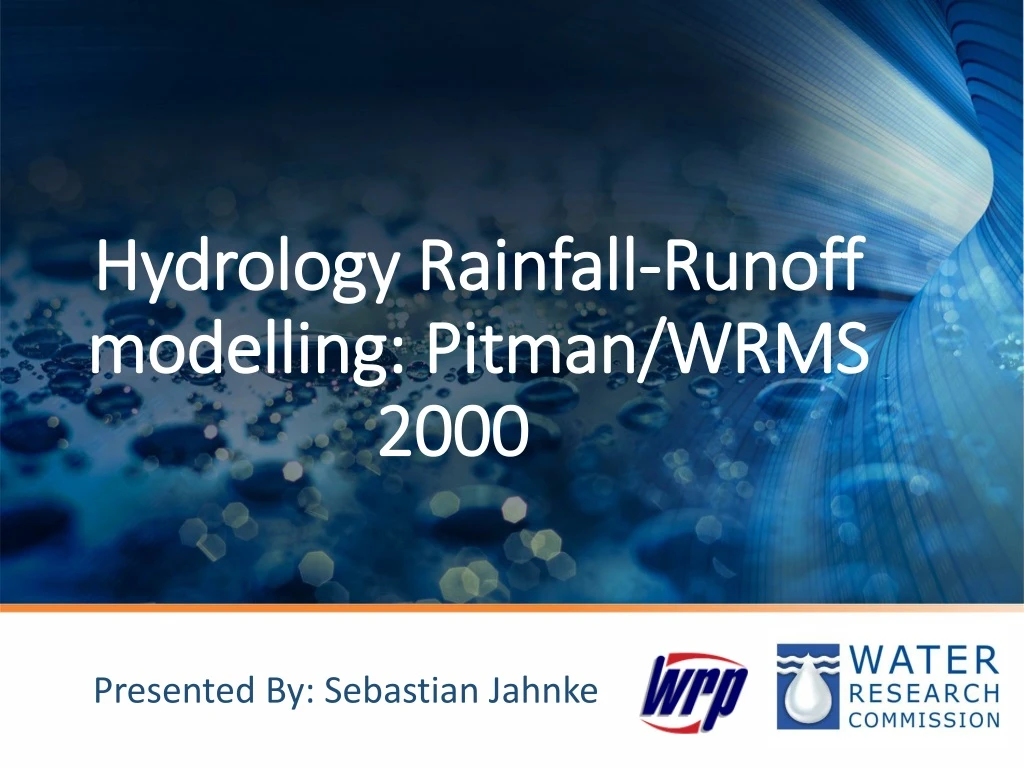 hydrology rainfall runoff modelling pitman wrms 2000