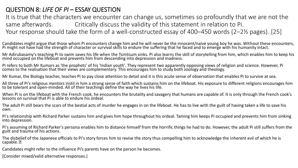question 8 life of pi essay question it is true