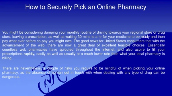 How to Securely Pick an Online Pharmacy