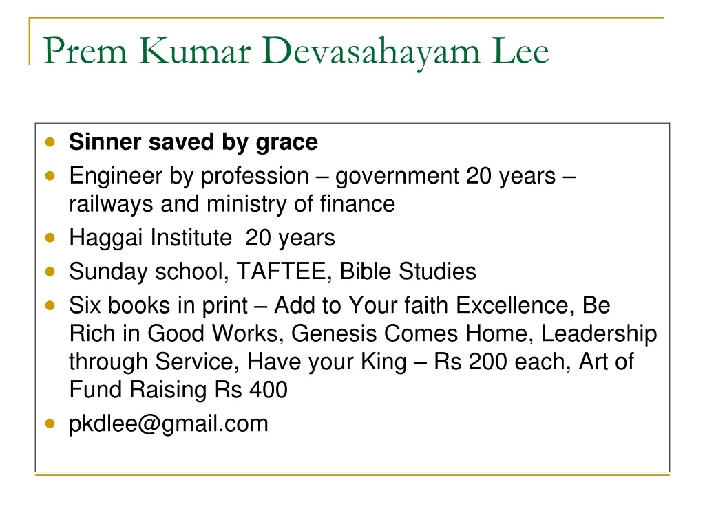 prem kumar devasahayam lee