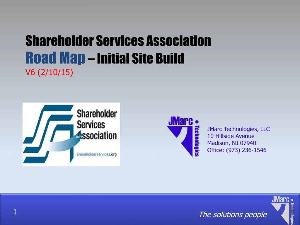 shareholder services association road map initial site build