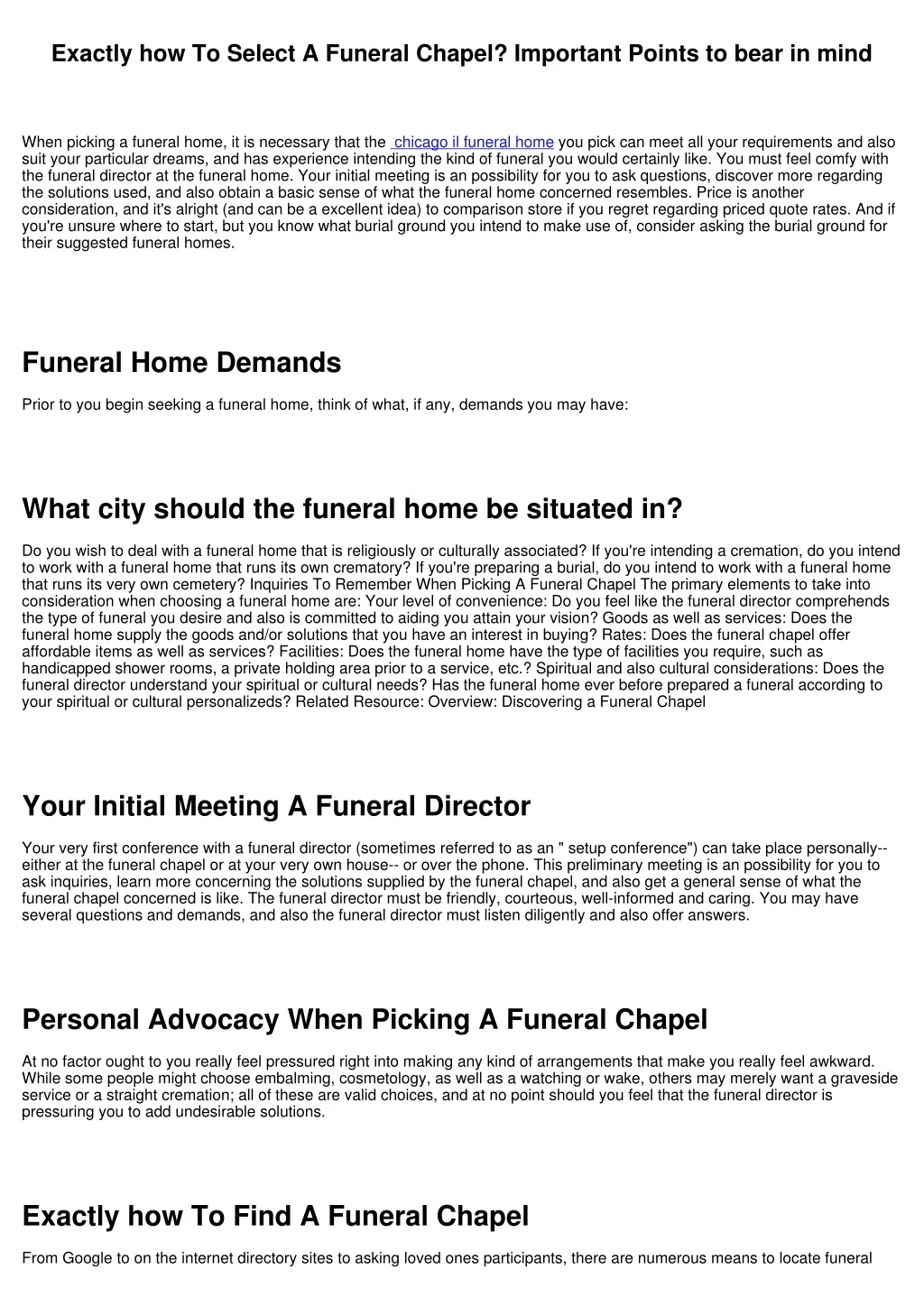 exactly how to select a funeral chapel important