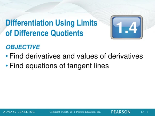 Differentiation Using Limits of Difference Quotients