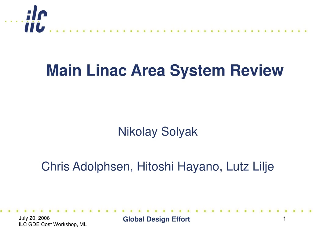 main linac area system review