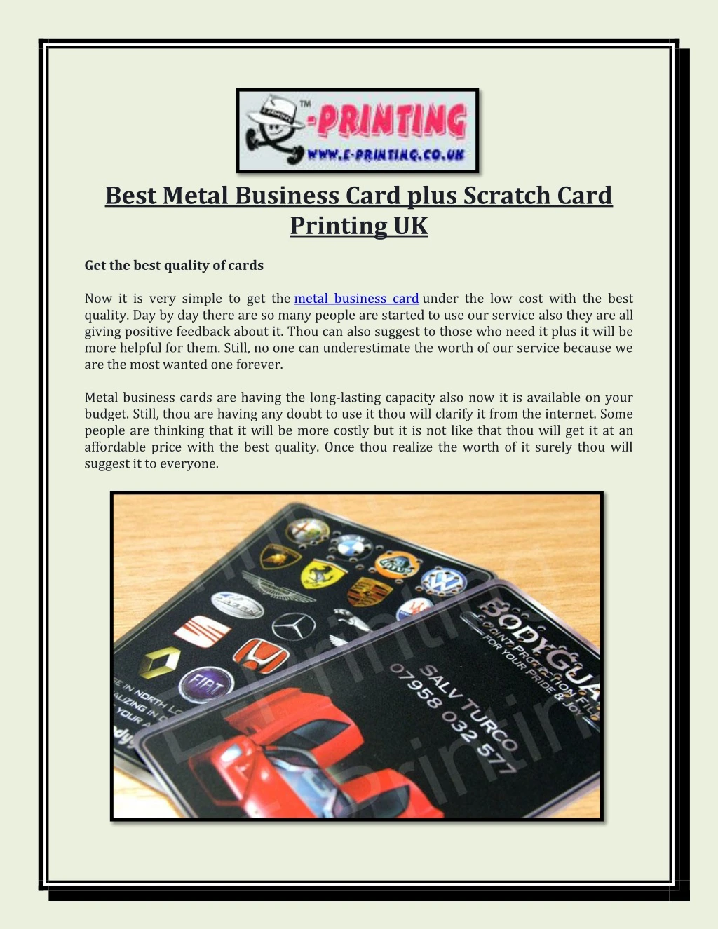 best metal business card plus scratch card