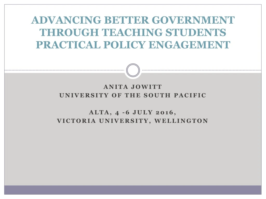 advancing better government through teaching students practical policy engagement