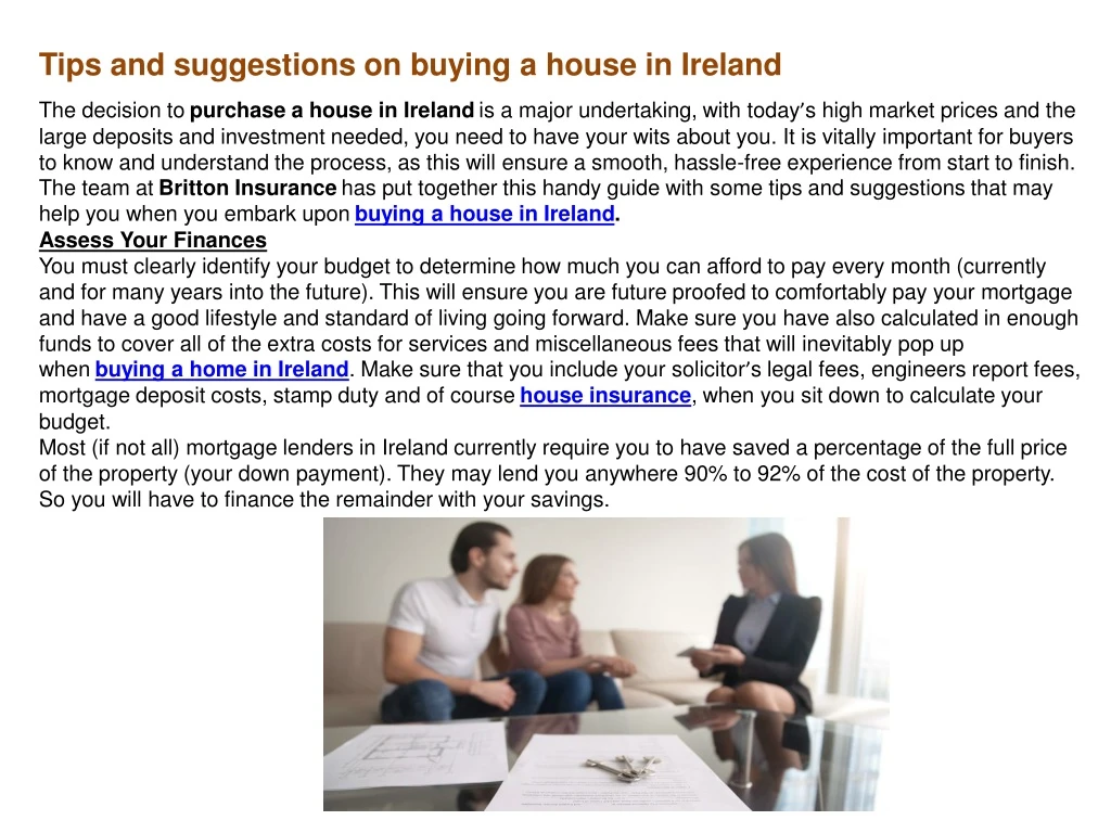 tips and suggestions on buying a house in ireland